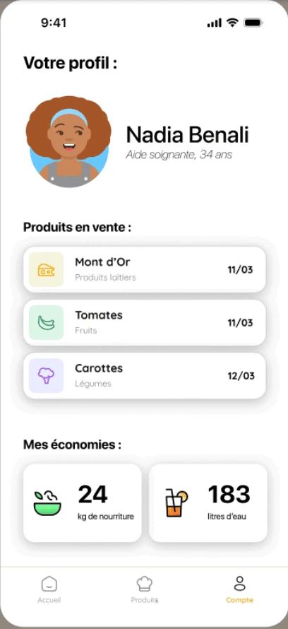 Prototype de l'application mobile Food Cycle